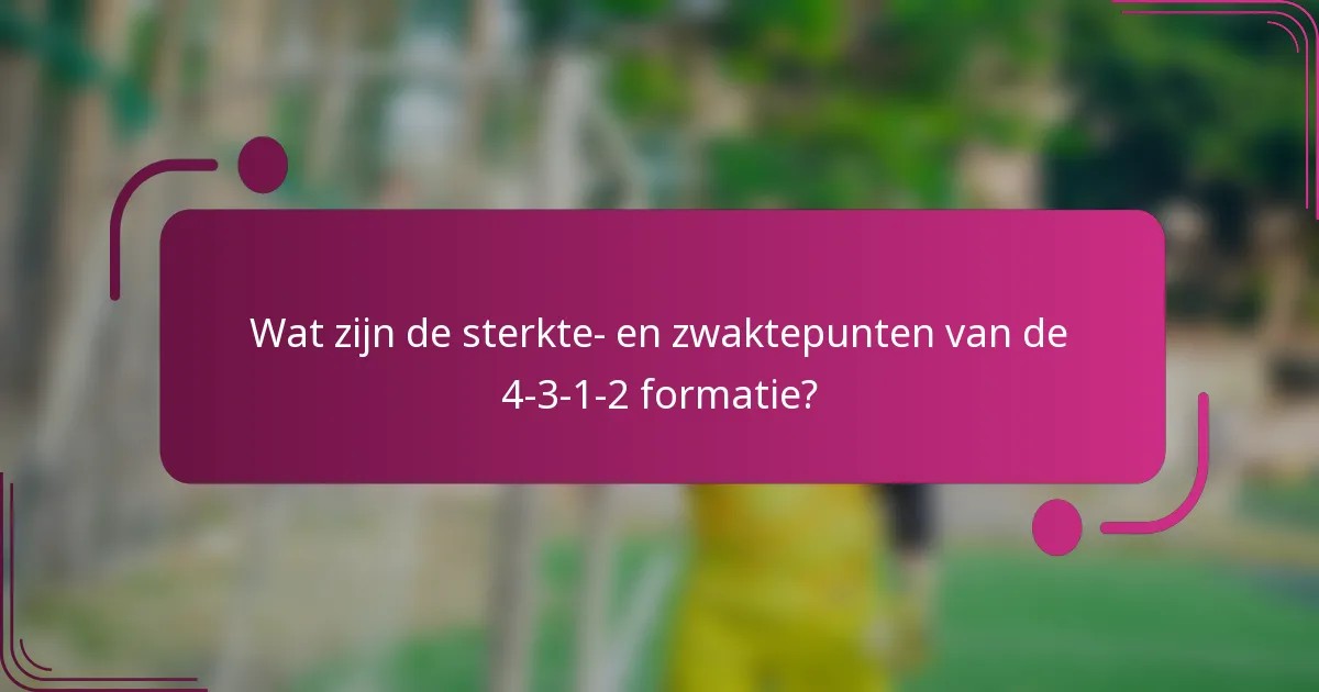 Wat zijn de sterkte- en zwaktepunten van de 4-3-1-2 formatie?